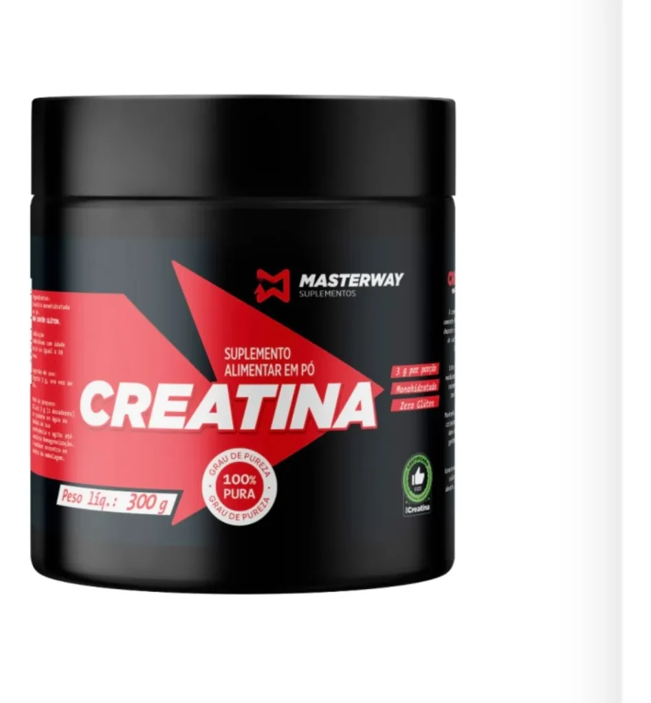 Suplemento em pó Masterway Suplementos 100% Puro Creatina Monohidrato de sabor natural em pote de 300g